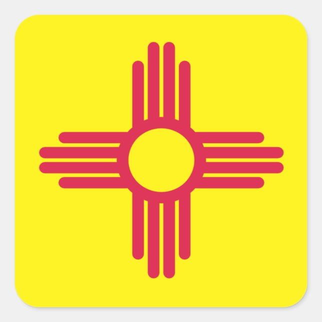 Pegatina Cuadrada Bandera de Nuevo México (Anverso)