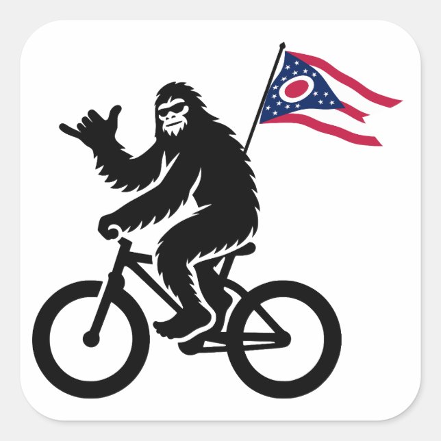 Pegatina Cuadrada Bandera de Ohio para ciclismo de pie grande (Anverso)