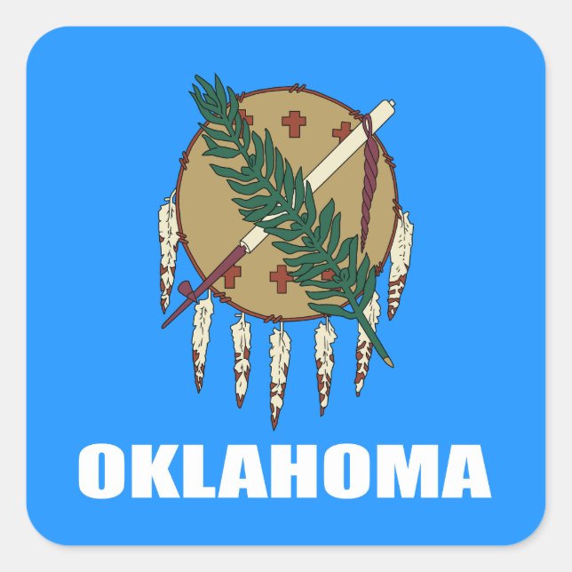 Pegatina Cuadrada Bandera de Oklahoma  (Anverso)