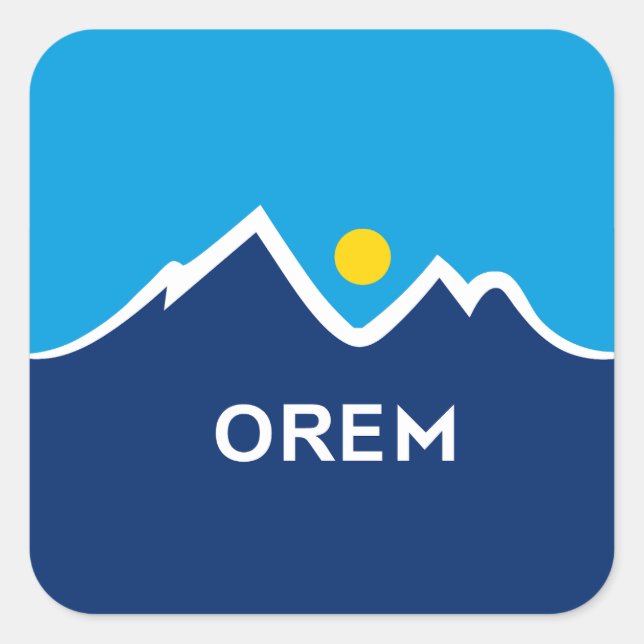 Pegatina Cuadrada Bandera de Orem, Utah (Anverso)