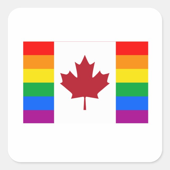 PEGATINA CUADRADA BANDERA DE ORGULLO GAY CANADIENSE (Anverso)