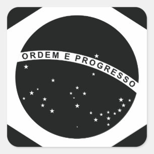 Pegatina Cuadrada Bandera de país negra del Brasil