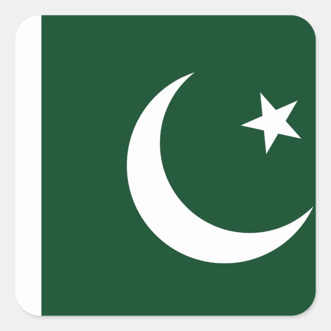 Pegatina Cuadrada Bandera de Pakistán (paquistaní) (Anverso)