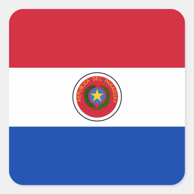 Pegatina Cuadrada Bandera de Paraguay (Anverso)