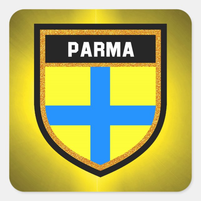 Pegatina Cuadrada Bandera de Parma (Anverso)