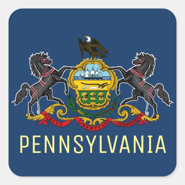 Pegatina Cuadrada Bandera de Pennsylvania (Anverso)