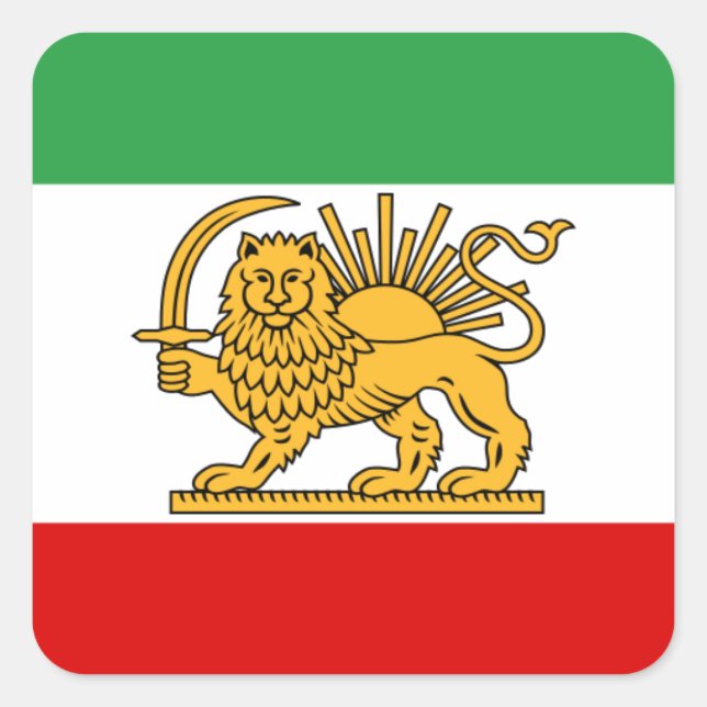 Pegatina Cuadrada Bandera de Persia/Irán (1964-1980) (Anverso)