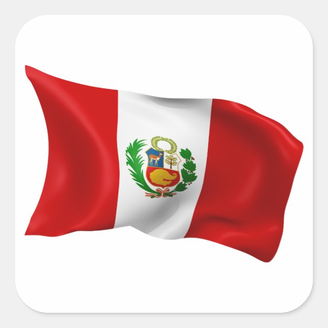 Pegatina Cuadrada Bandera de Perú (Anverso)