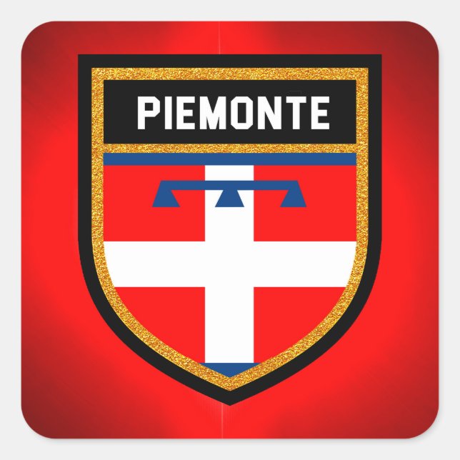 Pegatina Cuadrada Bandera de Piemonte (Anverso)