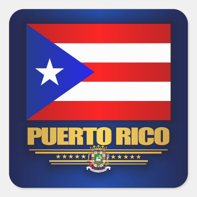 Pegatina Cuadrada Bandera de Puerto Rico (Anverso)