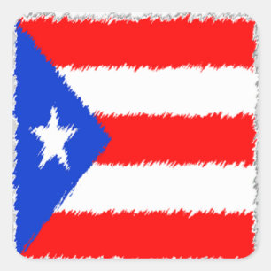 Pegatina Cuadrada Bandera de Puerto Rico