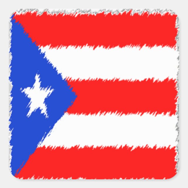 Pegatina Cuadrada Bandera de Puerto Rico (Anverso)
