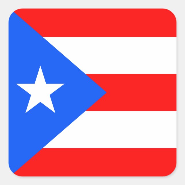 Pegatina Cuadrada Bandera de Puerto Rico (Anverso)