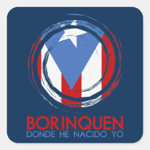 Pegatina Cuadrada Bandera de Puerto Rico Borinquen
