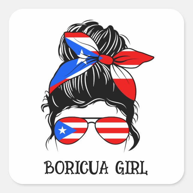 Pegatina Cuadrada Bandera de Puerto Rico buricua Chica (Anverso)