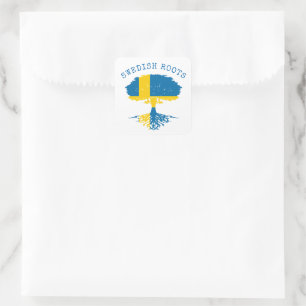 Pegatina Cuadrada Bandera de raíces suecas