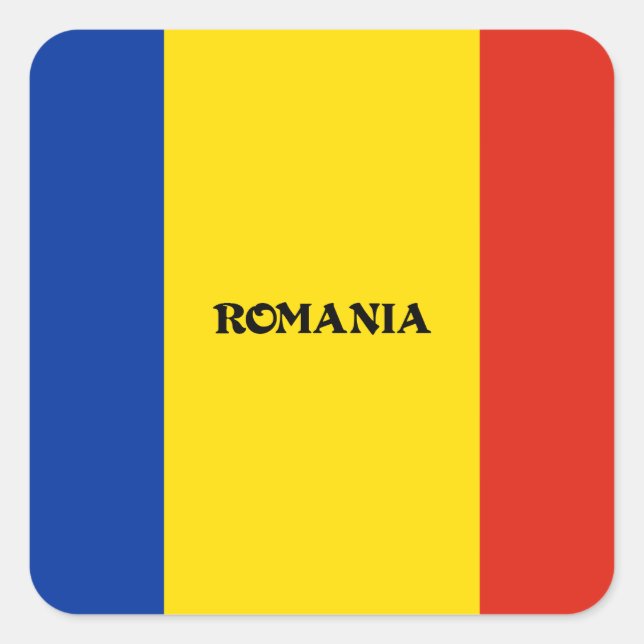 Pegatina Cuadrada Bandera de Rumania (Anverso)