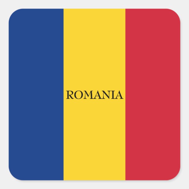 Pegatina Cuadrada Bandera de Rumania patriótica rumana (Anverso)