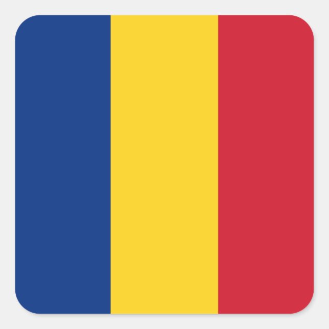 Pegatina Cuadrada Bandera de Rumania (rumana) (Anverso)