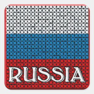 PEGATINA CUADRADA BANDERA DE RUSIA