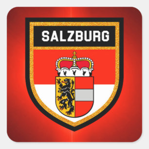 Pegatina Cuadrada Bandera de Salzburgo
