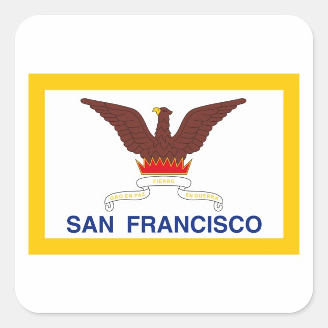 Pegatina Cuadrada Bandera de San Francisco (Anverso)