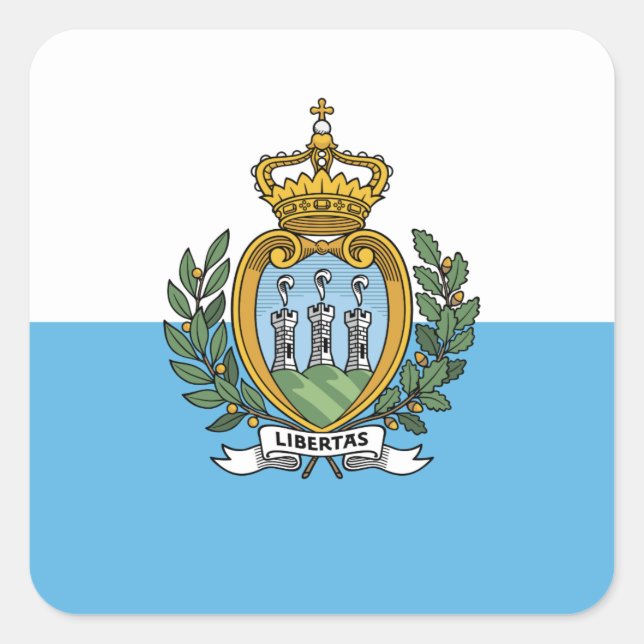 Pegatina Cuadrada Bandera de San Marino (Anverso)