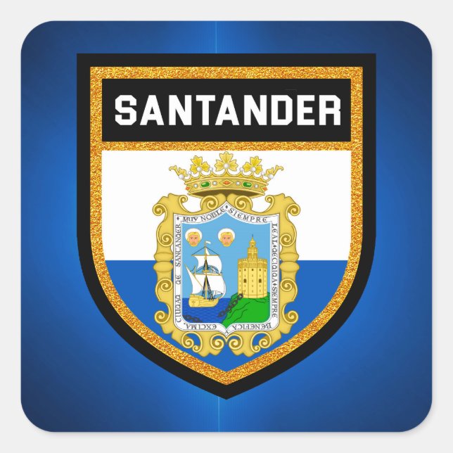 Pegatina Cuadrada Bandera de Santander (Anverso)