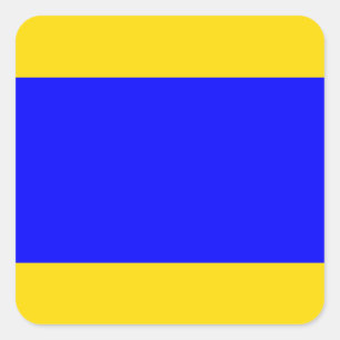 Pegatina Cuadrada Bandera de Señalización Marina: Letra "D" (Delta)