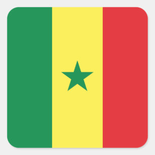 Pegatina Cuadrada Bandera de Senegal (senegalés)