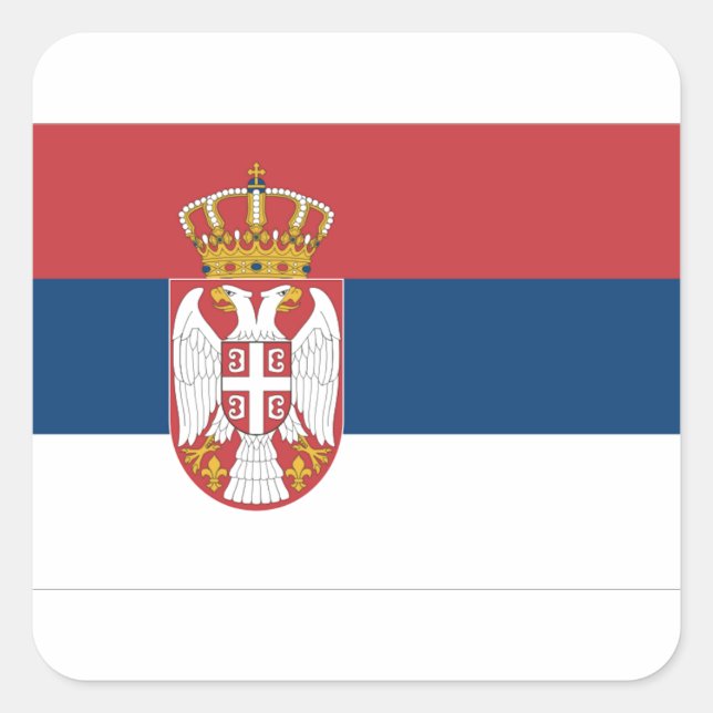Pegatina Cuadrada Bandera de Serbia (Anverso)
