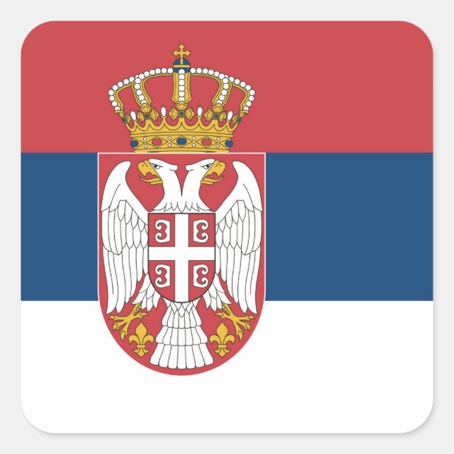 Pegatina Cuadrada Bandera de Serbia (Anverso)