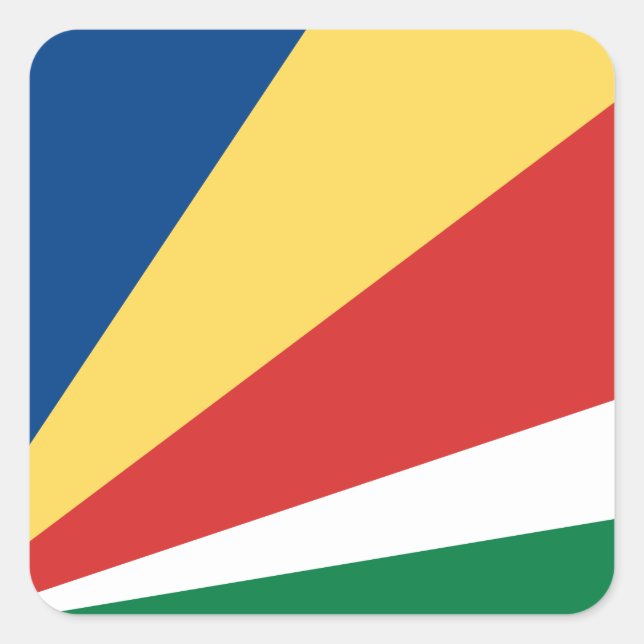 Pegatina Cuadrada Bandera de Seychelles (Anverso)