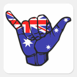 Pegatina Cuadrada Bandera de Shaka Australia