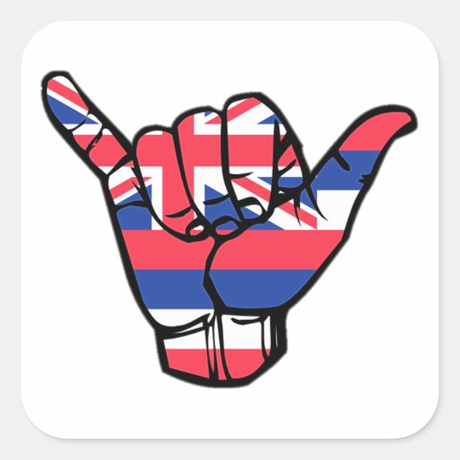 Pegatina Cuadrada Bandera de Shaka Hawaii (Anverso)