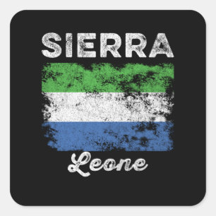 Pegatina Cuadrada Bandera de Sierra Leona con problemas