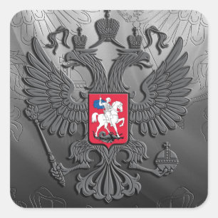 Pegatina Cuadrada Bandera de símbolo rusa gris