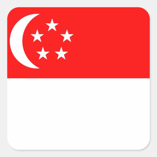 Pegatina Cuadrada Bandera de Singapur (Anverso)
