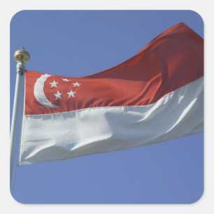 Pegatina Cuadrada Bandera de Singapur