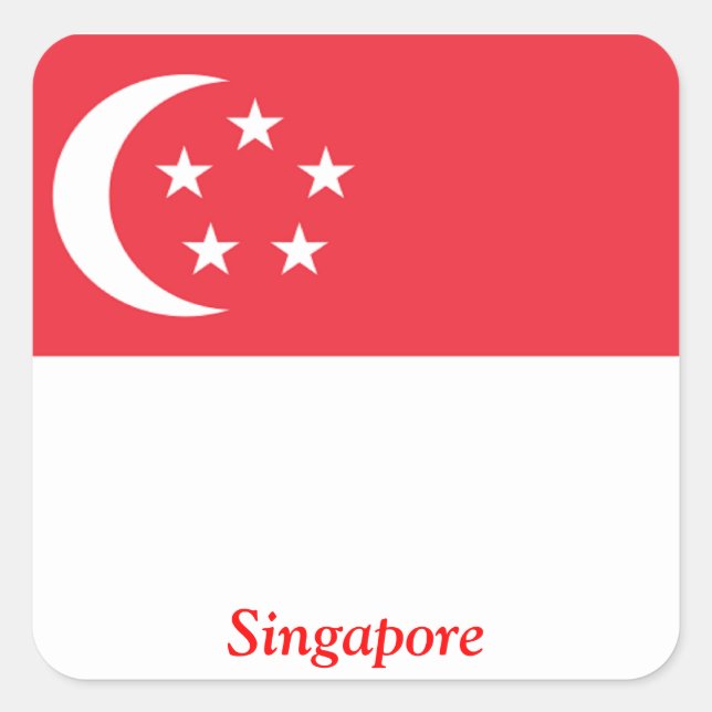 Pegatina Cuadrada Bandera de Singapur (Anverso)
