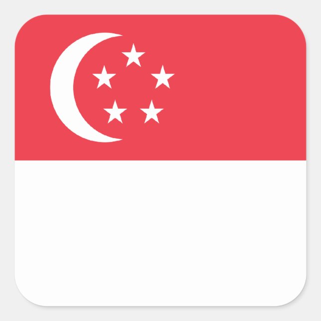 Pegatina Cuadrada Bandera de Singapur/Singapur (Anverso)