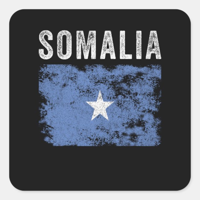 Pegatina Cuadrada Bandera de Somalia en peligro - Bandera somalí (Anverso)