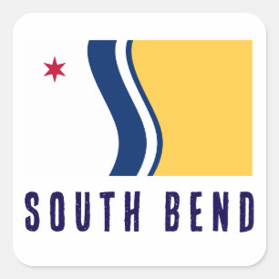 Pegatina Cuadrada Bandera de South Bend, Indiana