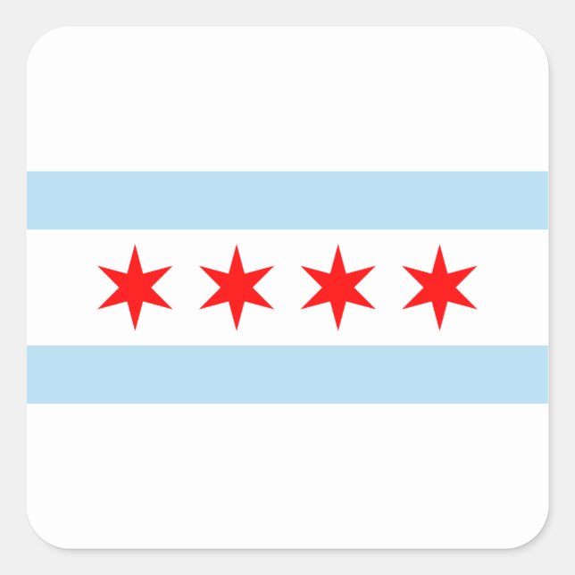 Pegatina Cuadrada Bandera de Souvenir Chicago (Anverso)