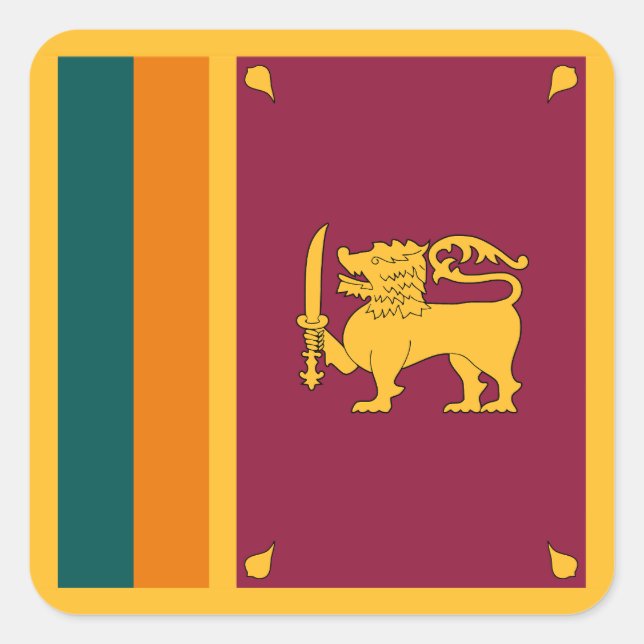 Pegatina Cuadrada Bandera de Sri Lanka (Anverso)