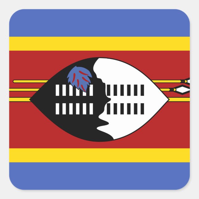 Pegatina Cuadrada Bandera de Suazilandia (Anverso)