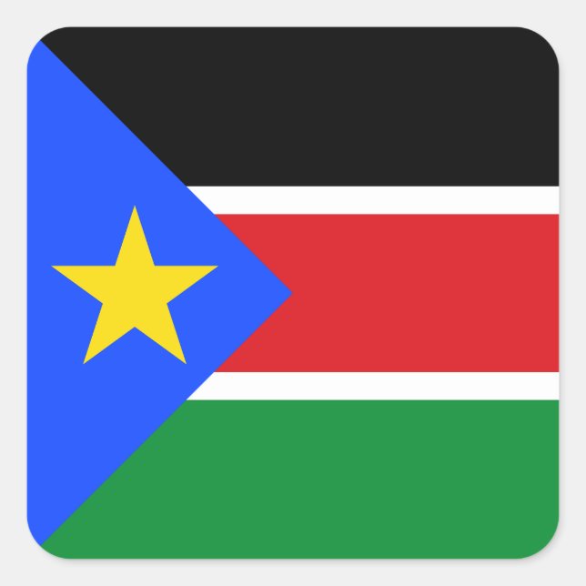 Pegatina Cuadrada Bandera de Sudán del Sur (Anverso)