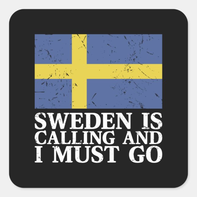 Pegatina Cuadrada Bandera de Suecia (Anverso)