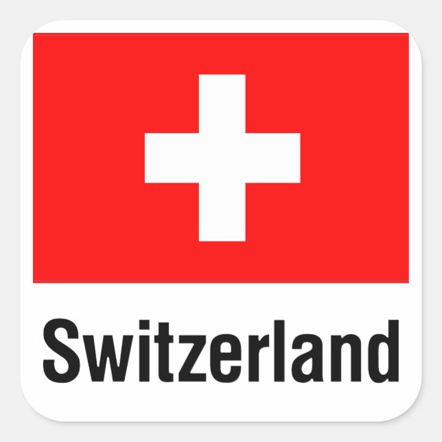 PEGATINA CUADRADA BANDERA DE SUIZA (Anverso)
