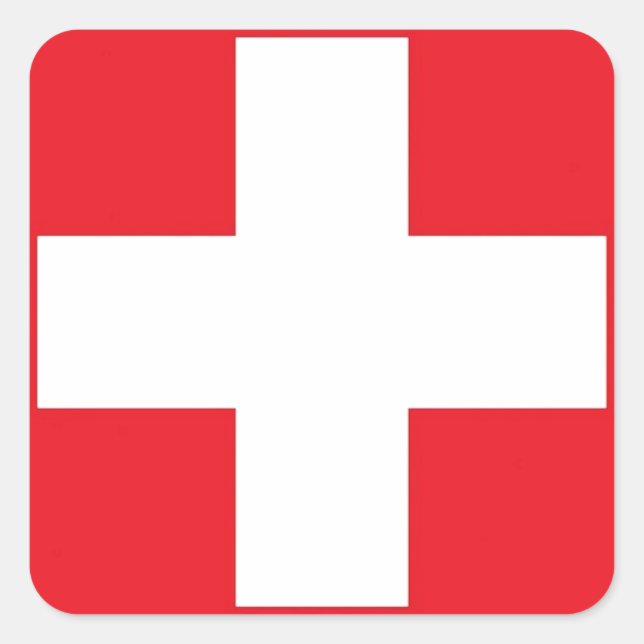 Pegatina Cuadrada Bandera de Suiza (Anverso)